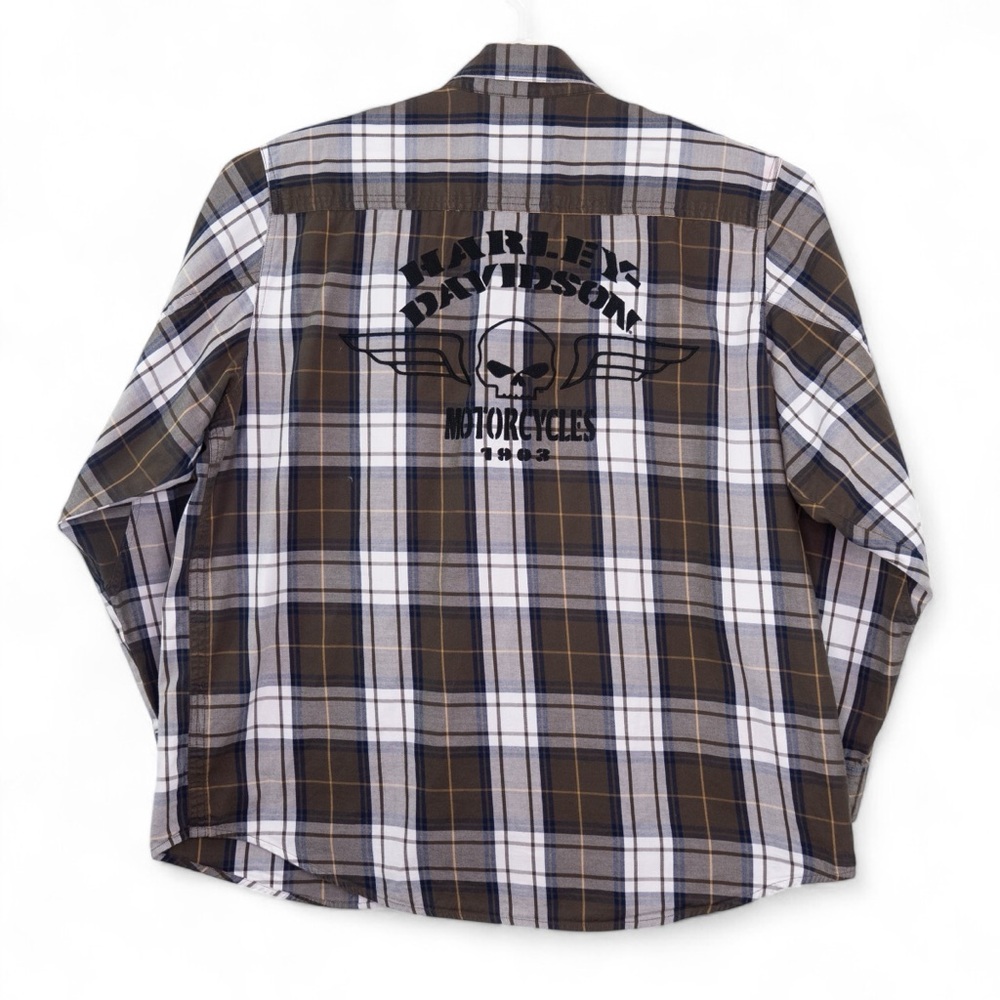 Harley Davidson Button Up Shirt 1903 Willie G Skull Long Sleeve Flannel Mens XL